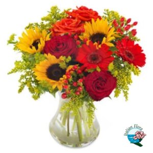 Bouquet-rosso-giallo-e-arancio