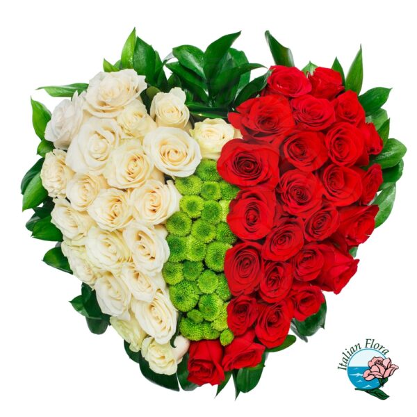 cuore di rose rosse e bianche