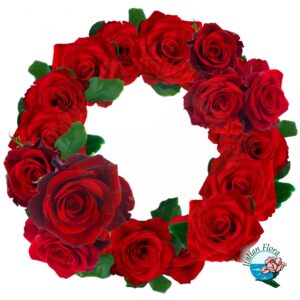 Corona funebre di rose rosse
